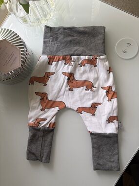 NWOT Baby Pants with Dachshund Print - White and Brown
